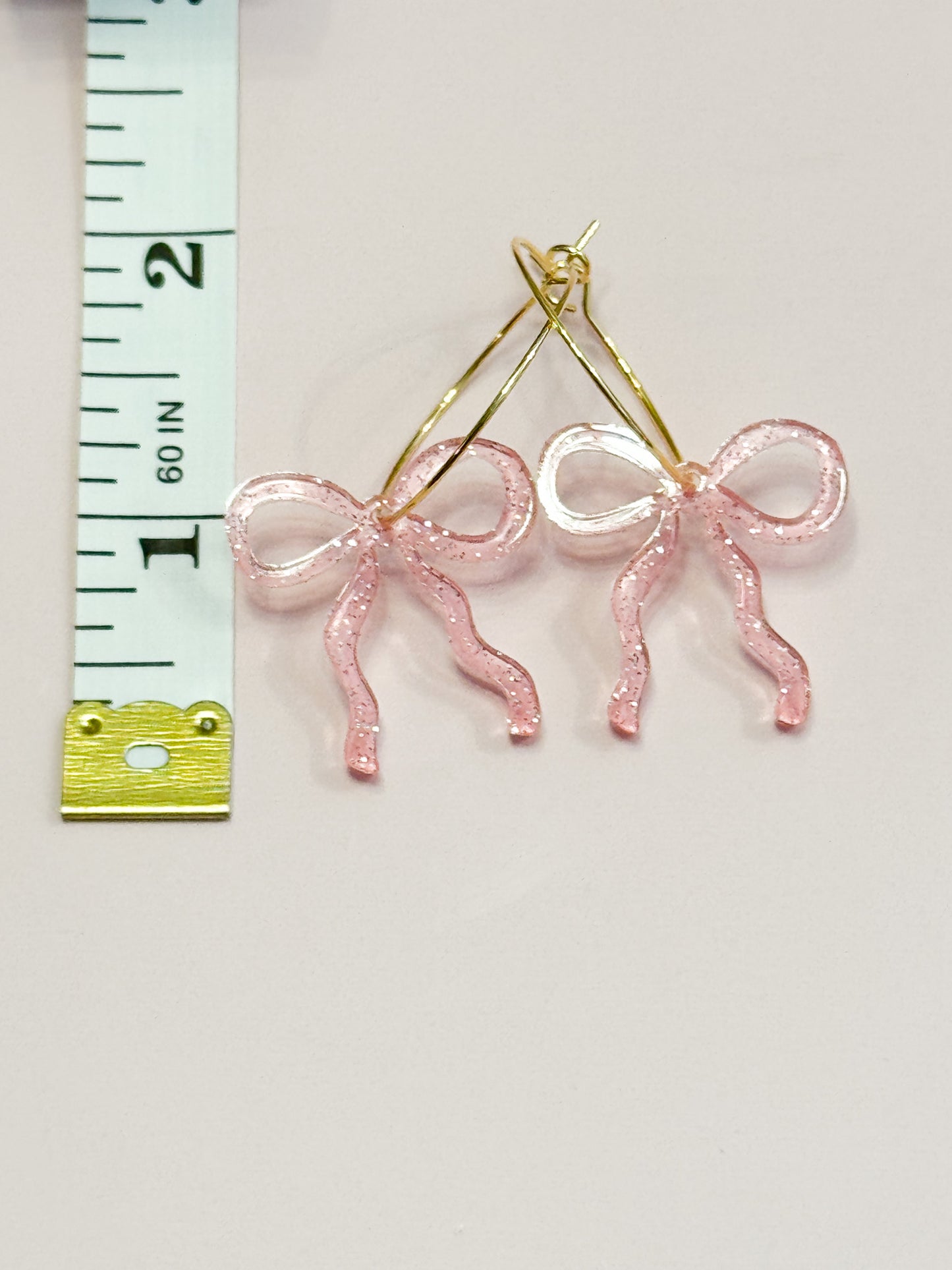 Dainty Pink Glitter Coquette Bow Earrings