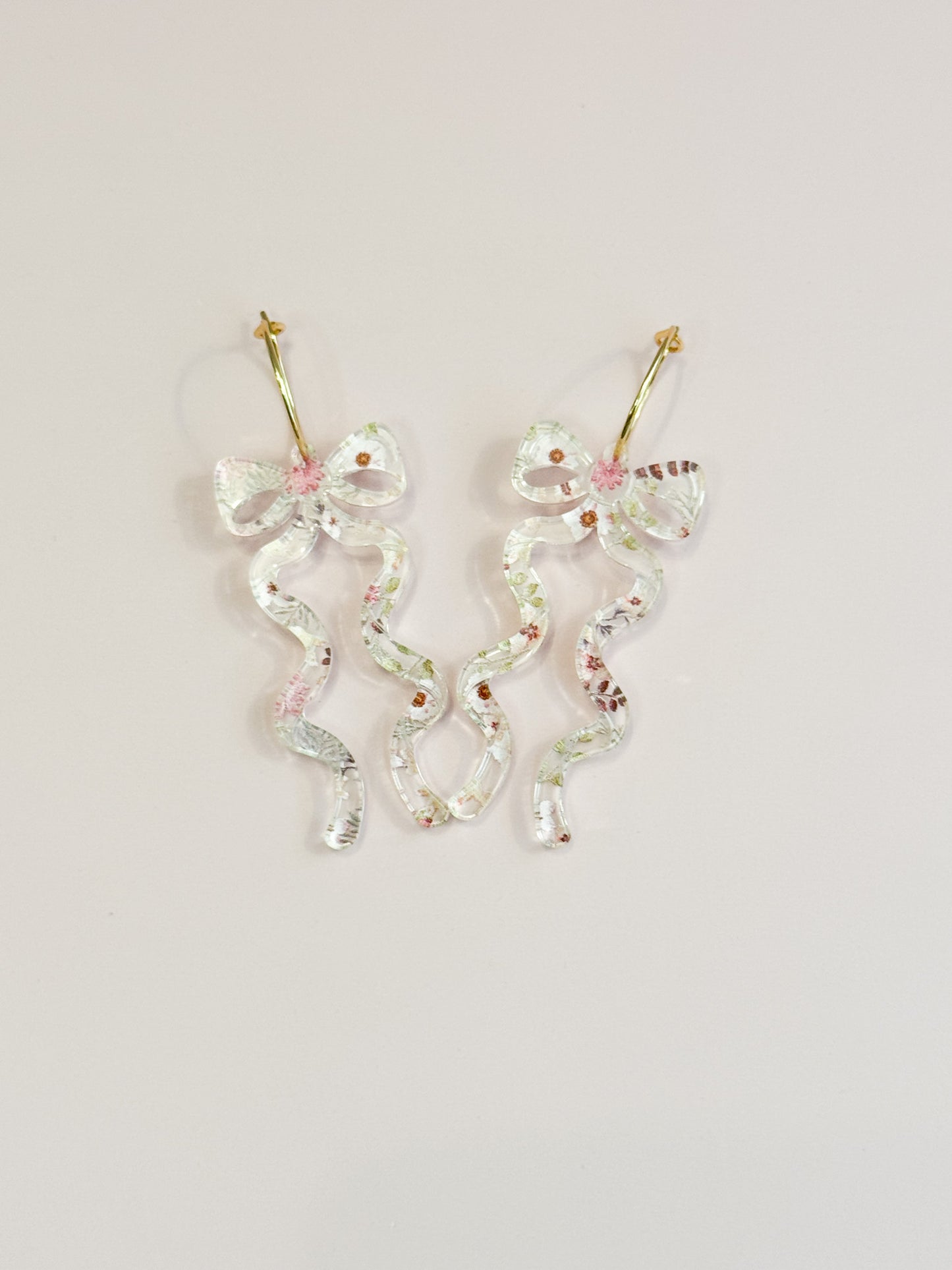 Coquette Bow Earrings with Flowers