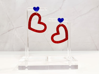 Patriotic Heart Dangle Earrings