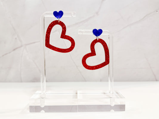 Patriotic Heart Dangle Earrings
