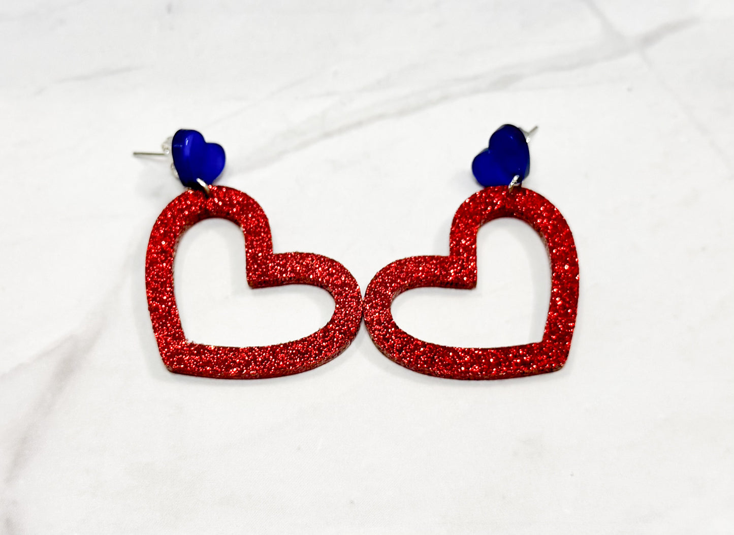 Patriotic Heart Dangle Earrings