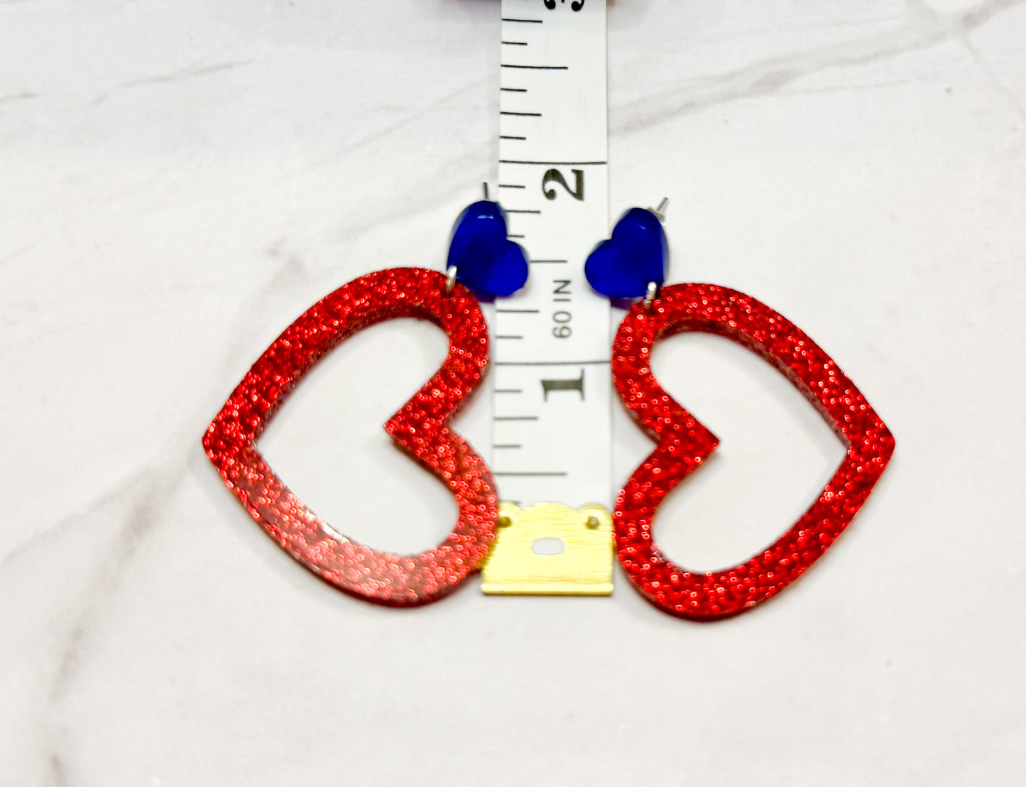 Patriotic Heart Dangle Earrings