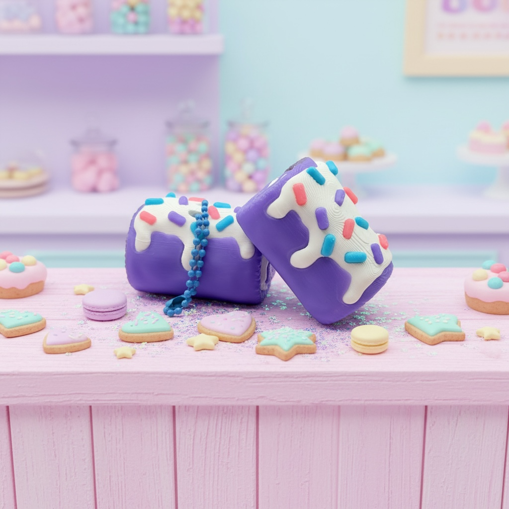 Purple Sprinkles Cake Roll Fidget Clicker – Sensory Stress Relief Toy