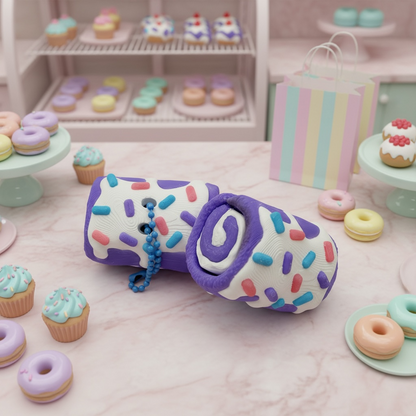 Purple Sprinkles Cake Roll Fidget Clicker – Sensory Stress Relief Toy