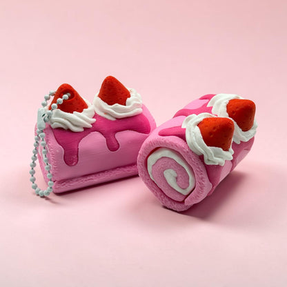 Pink Strawberry Cake Roll Fidget Clicker – Sensory Stress Relief Toy