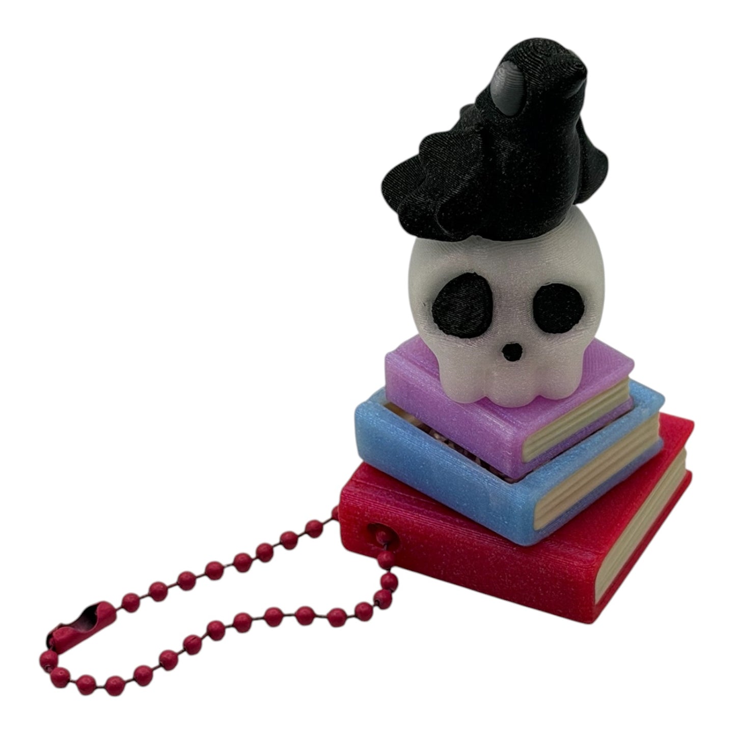 Spooky Skull & Raven Book Stack Fidget Clicker