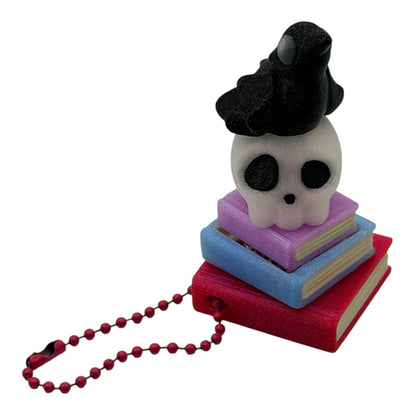 Spooky Skull & Raven Book Stack Fidget Clicker