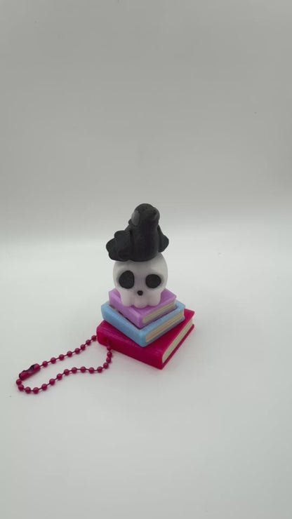 Spooky Skull & Raven Book Stack Fidget Clicker
