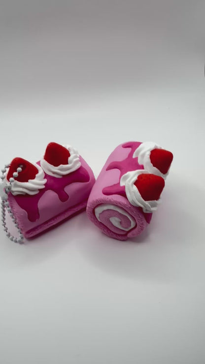 Pink Strawberry Cake Roll Fidget Clicker – Sensory Stress Relief Toy